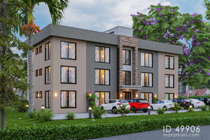 12-Bedrooms, 4-Story Apartment Block Plan  - ID 49906