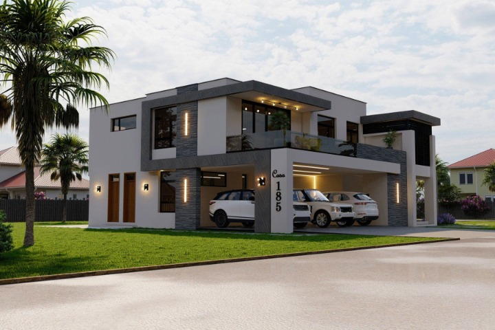 Modern 5 Bedroom Double Storey House - ID 25506