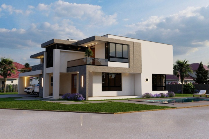 Modern 5 Bedroom Double Storey House - ID 25506