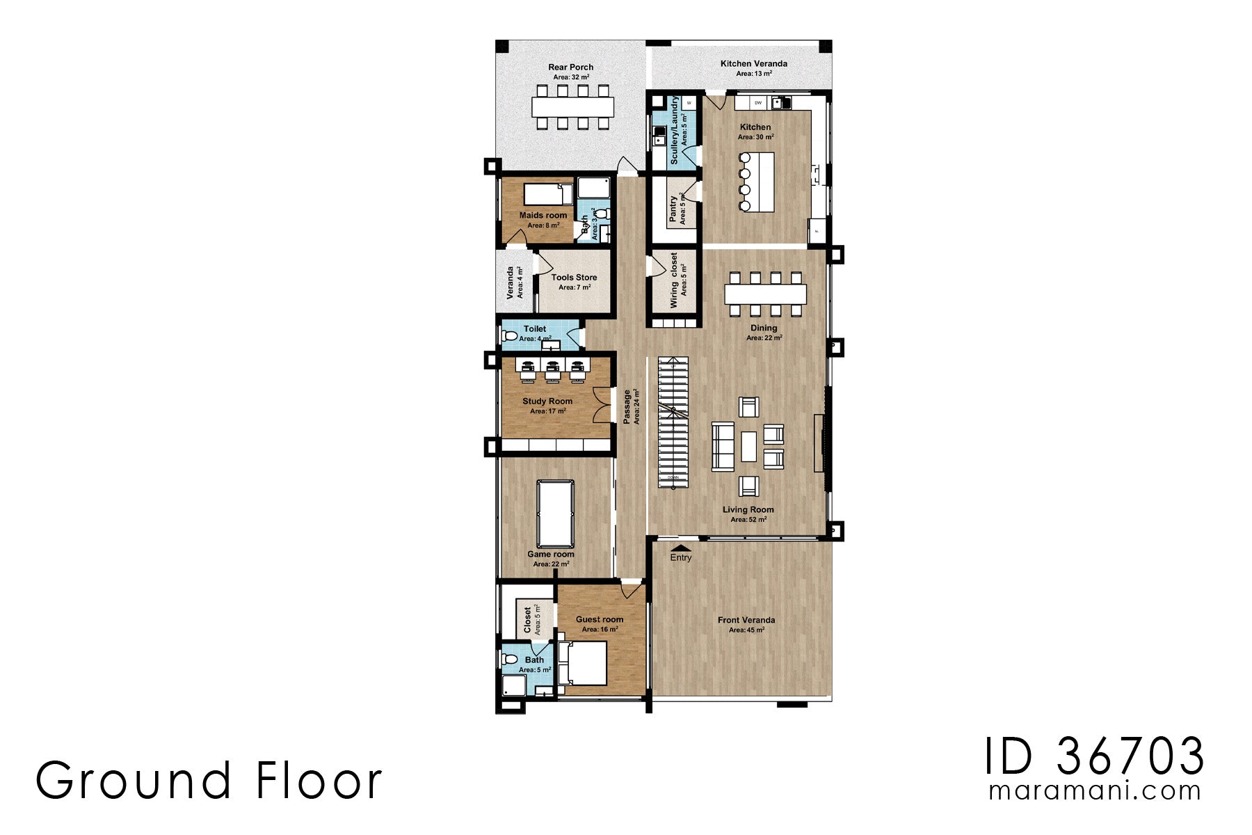 Modern 6 Bedroom House Design - ID 36703