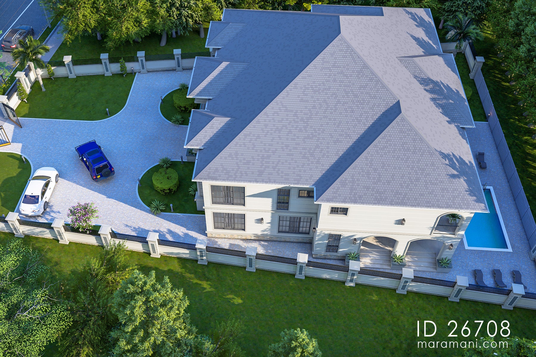 Modern classical 6-bedroom mansion house plan - ID 26708