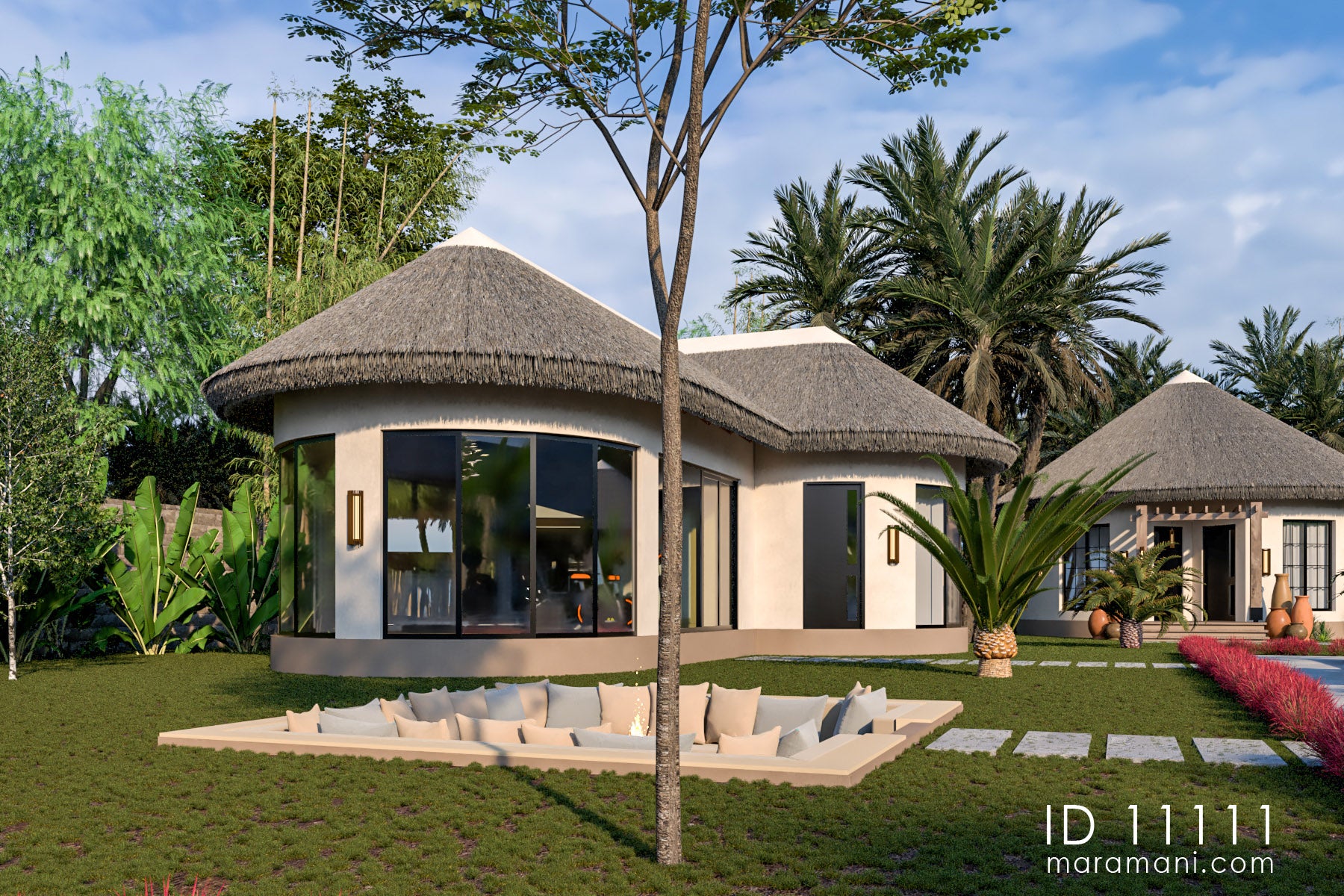 Gym Thatch Roof Design - ID 11111