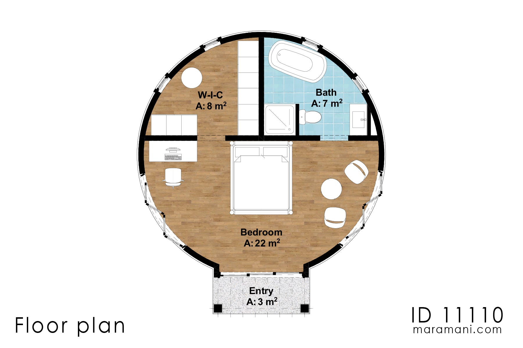 One bedroom thatch roof house - ID 11110
