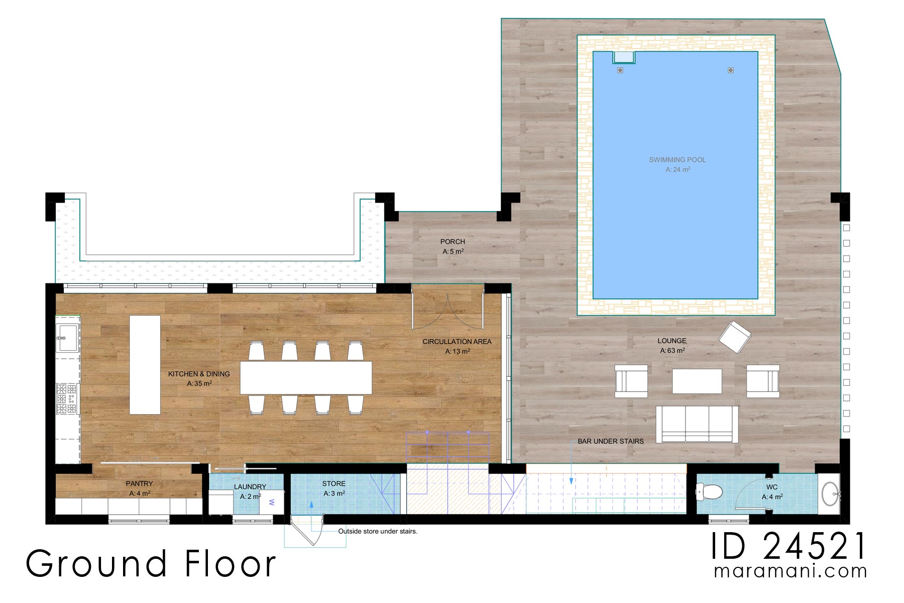 Two-story 4-Bedroom House Plan - ID 24521