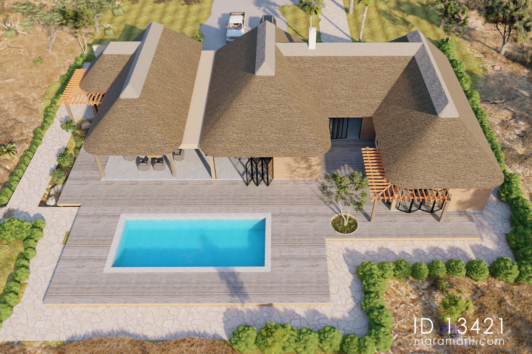 Thatch roof 3 bedroom house - ID 13421