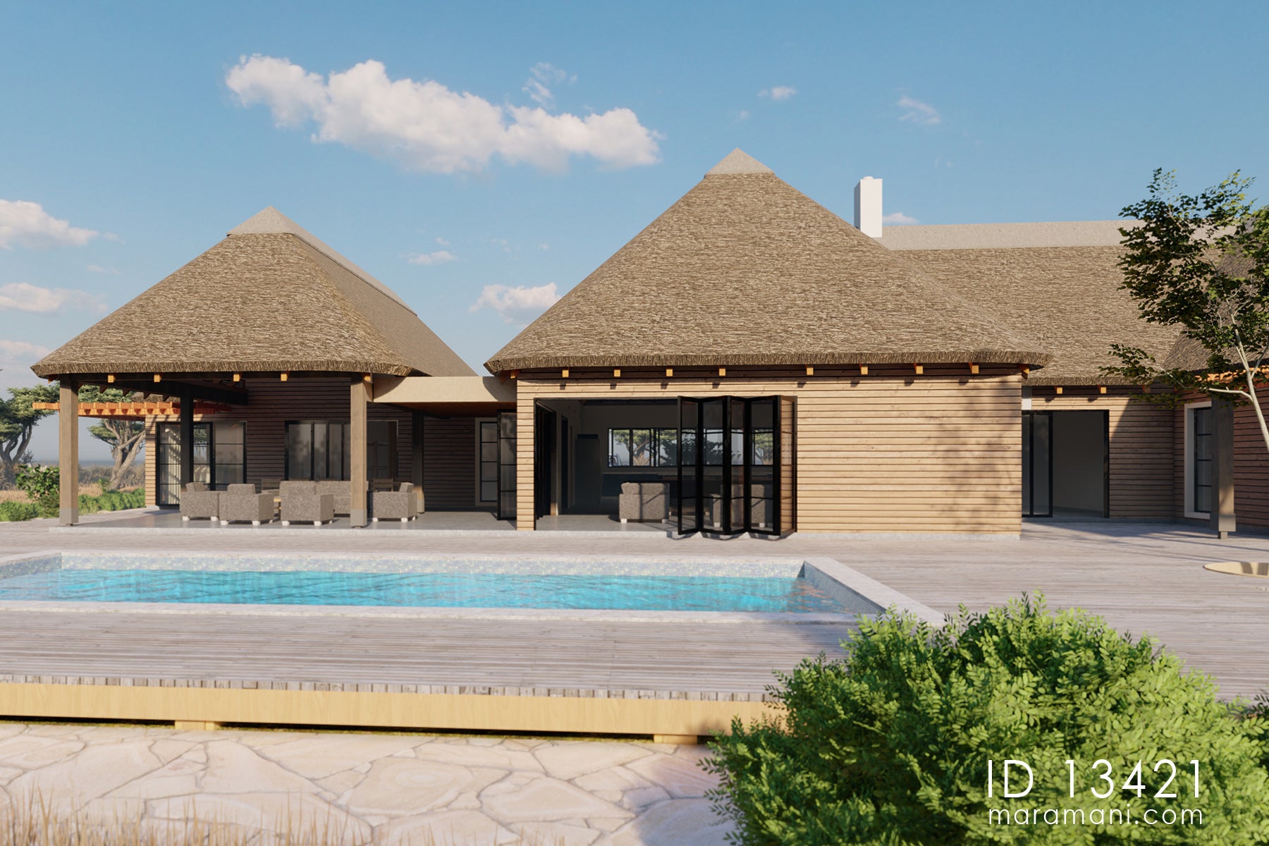 Thatch roof 3 bedroom house - ID 13421