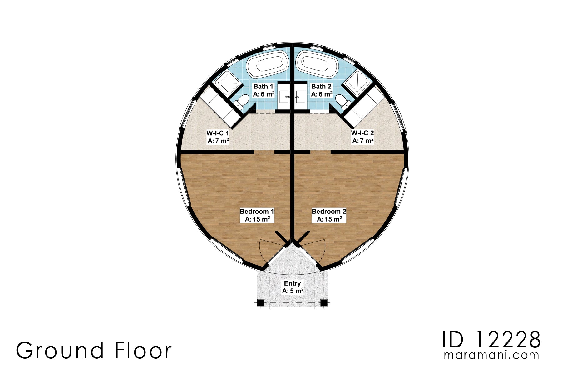 Two bedroom thatch roof house - ID 12228