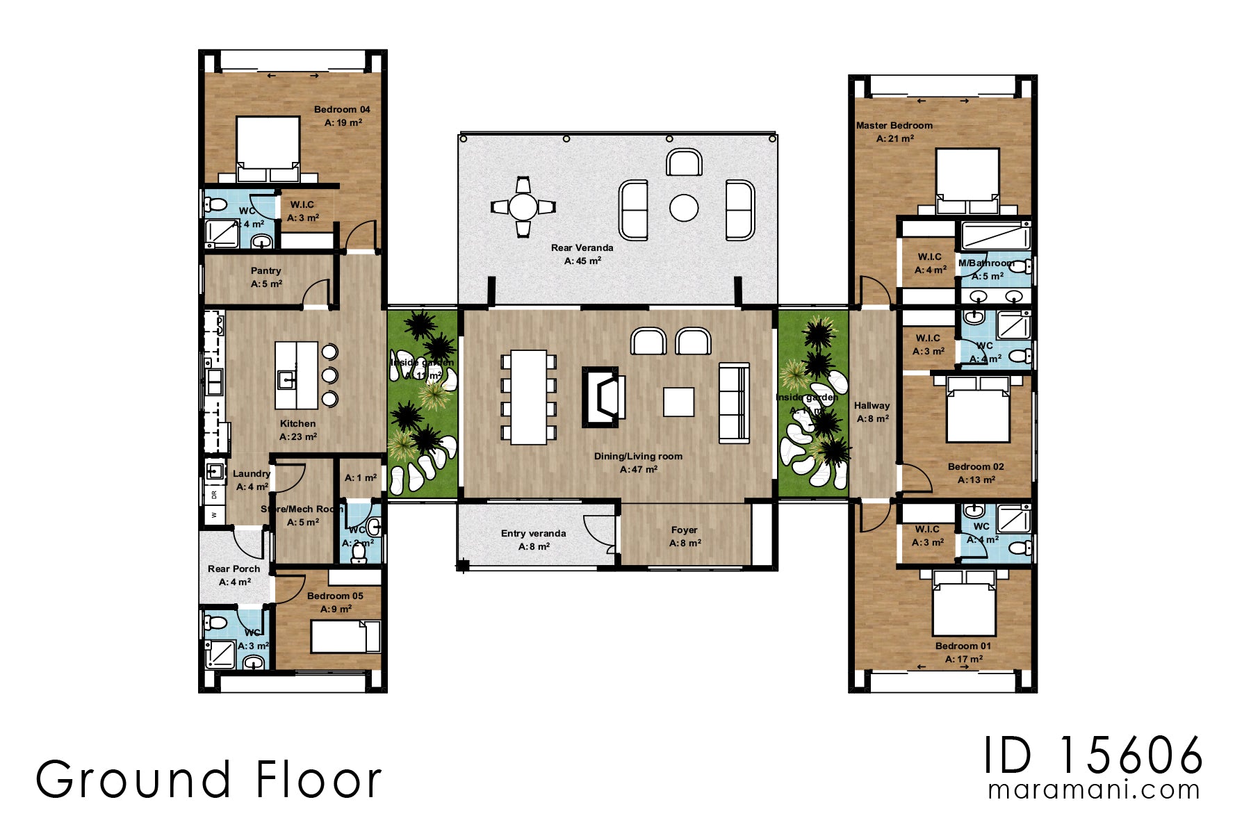 5 bedroom with 6 bathroom house plan - ID 15606