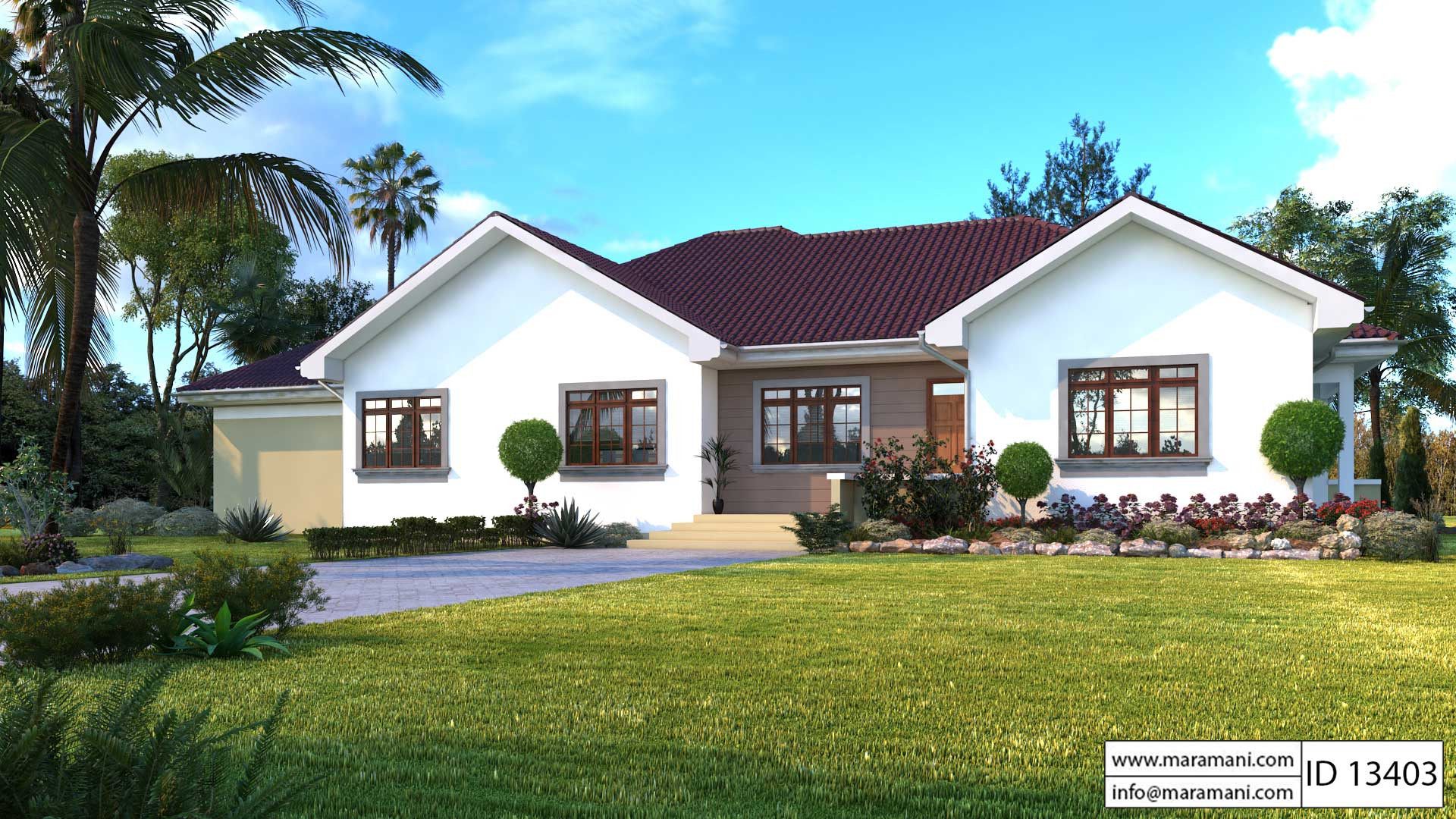 3 Bedroom Bungalow Plan - ID 13403