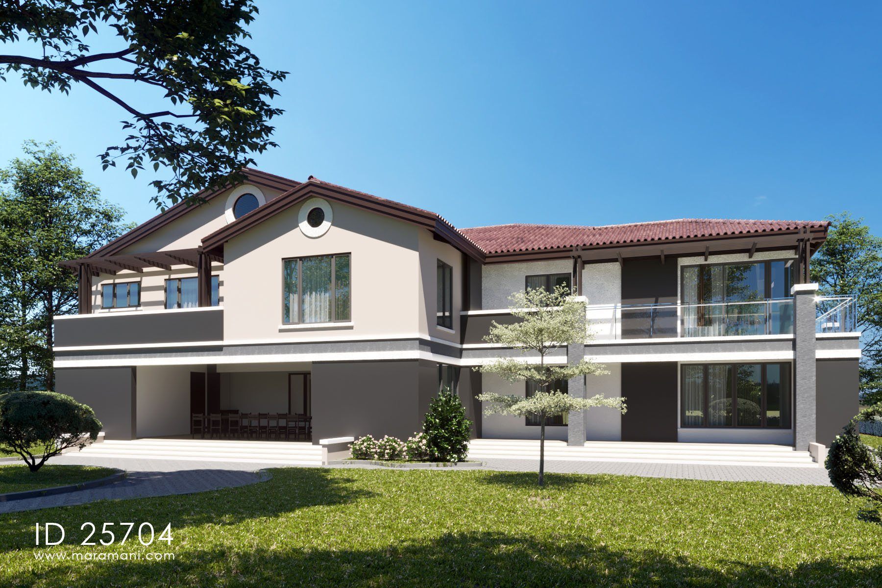 5 Bedroom House Plan with large balconies - ID 25704