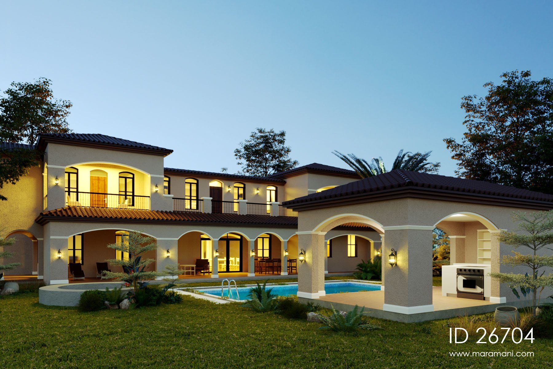 6 Bedroom Mediterranean house plan - ID 26704