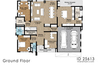 Contemporary 5-Bedroom house plan - ID 25613