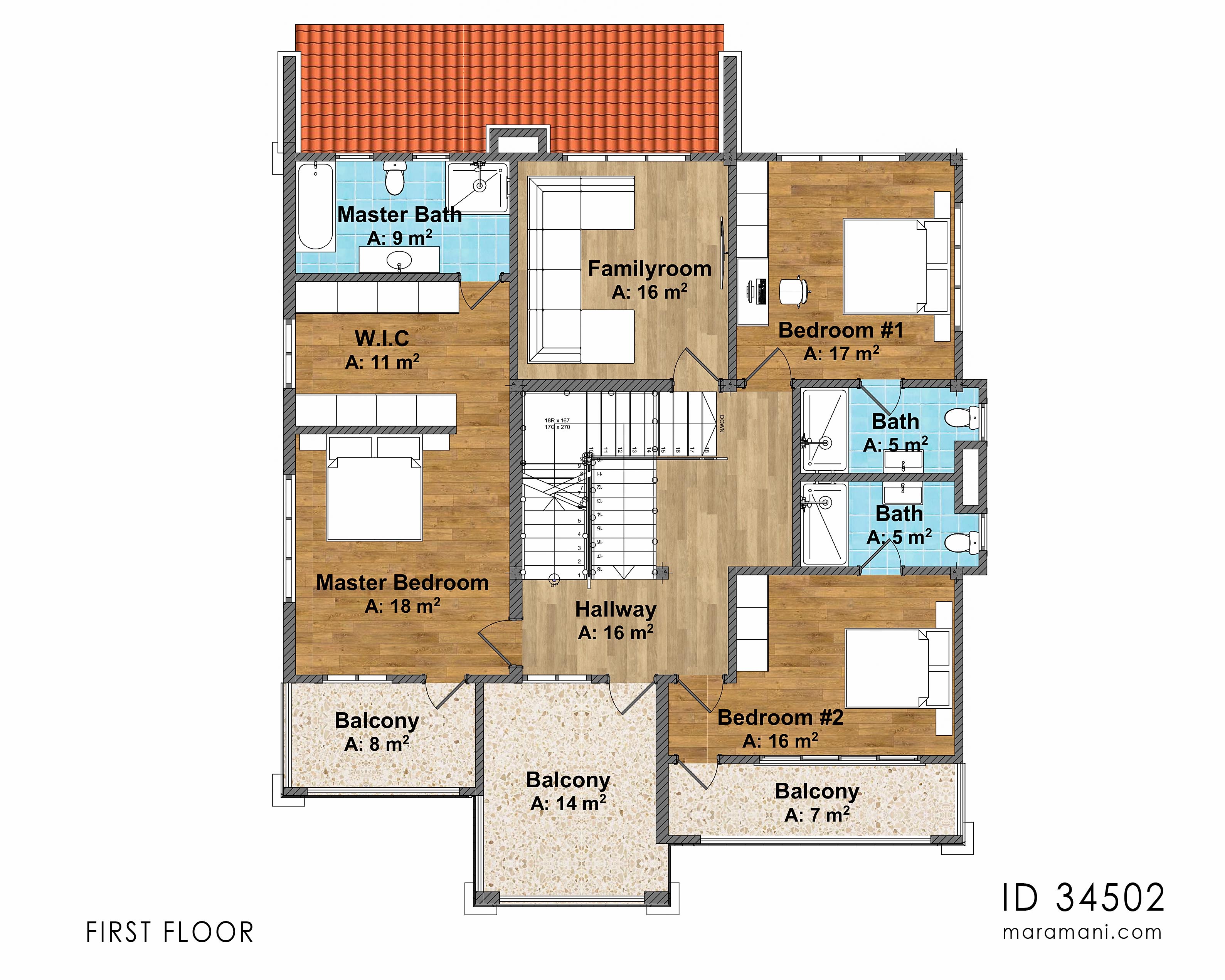 Modern 4 Bedroom House - ID 34502