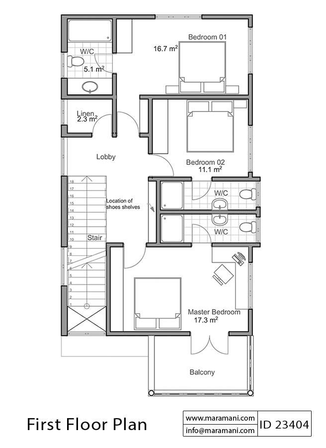 3 Bedroom House Plan - ID 23404