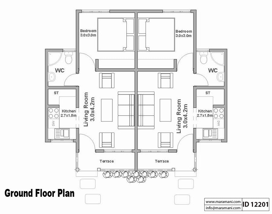 Duplex House Plan - ID 12201