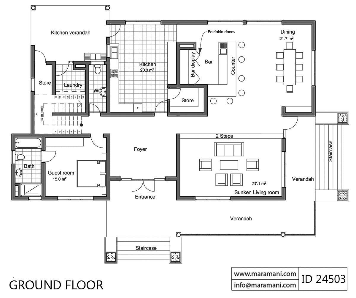 4 Bed Contemporary Villa Plan - ID 24503
