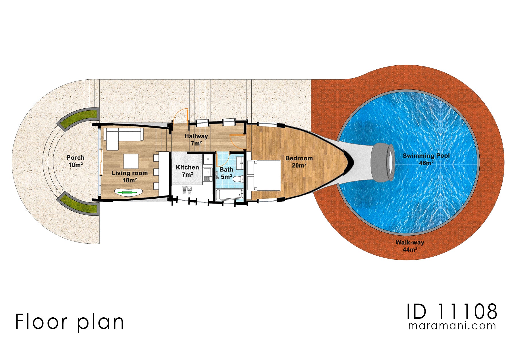 One Bedroom Bottle House - ID 11108