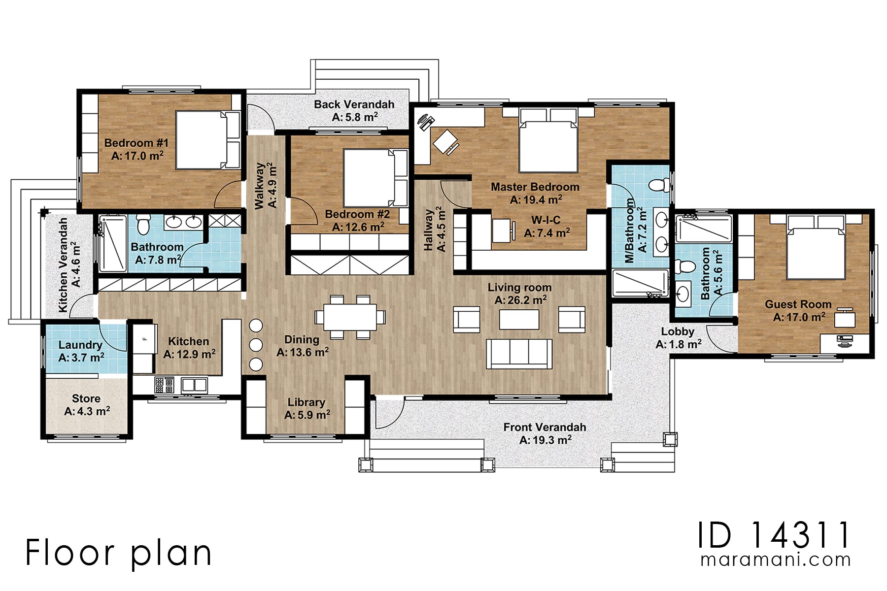 4 Bedroom Bungalow house - ID 14311