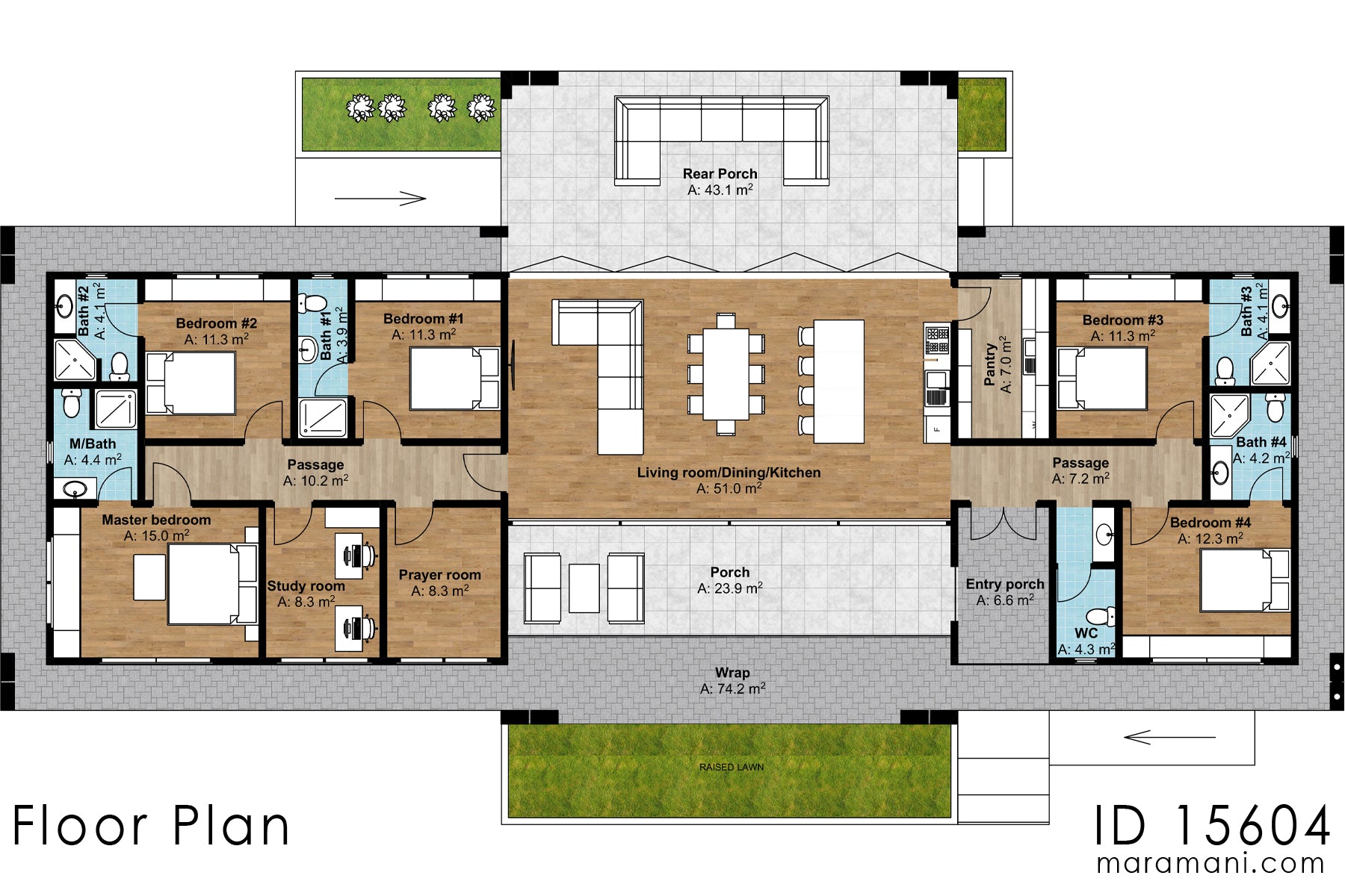 Panoramic Single Storey 5 Bedroom House Plan - ID 15604