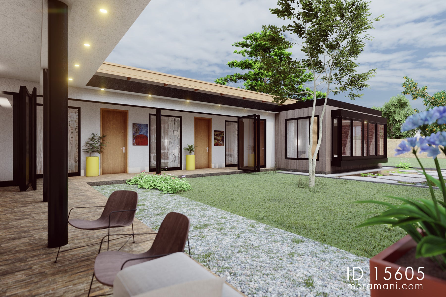 Contemporary Single Storey 5-Bedroom House Plan - ID 15605