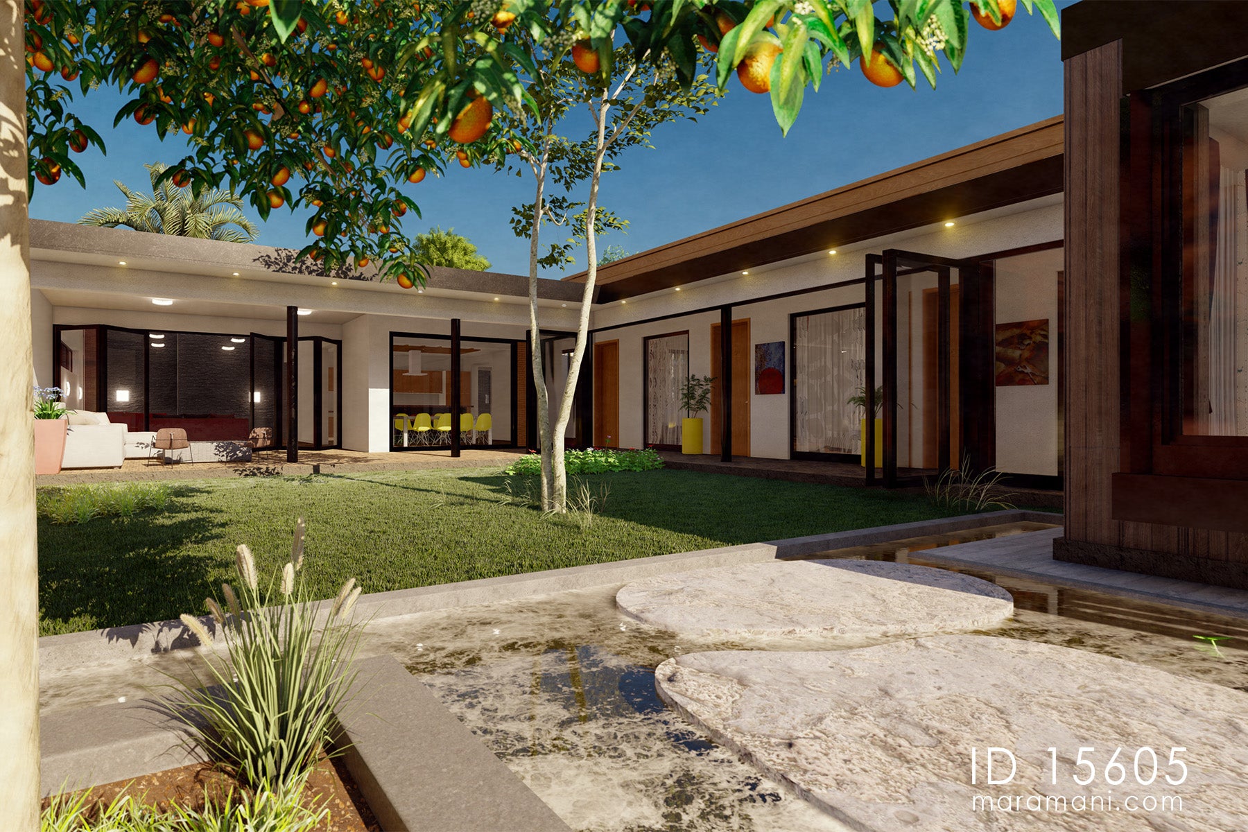 Contemporary Single Storey 5-Bedroom House Plan - ID 15605