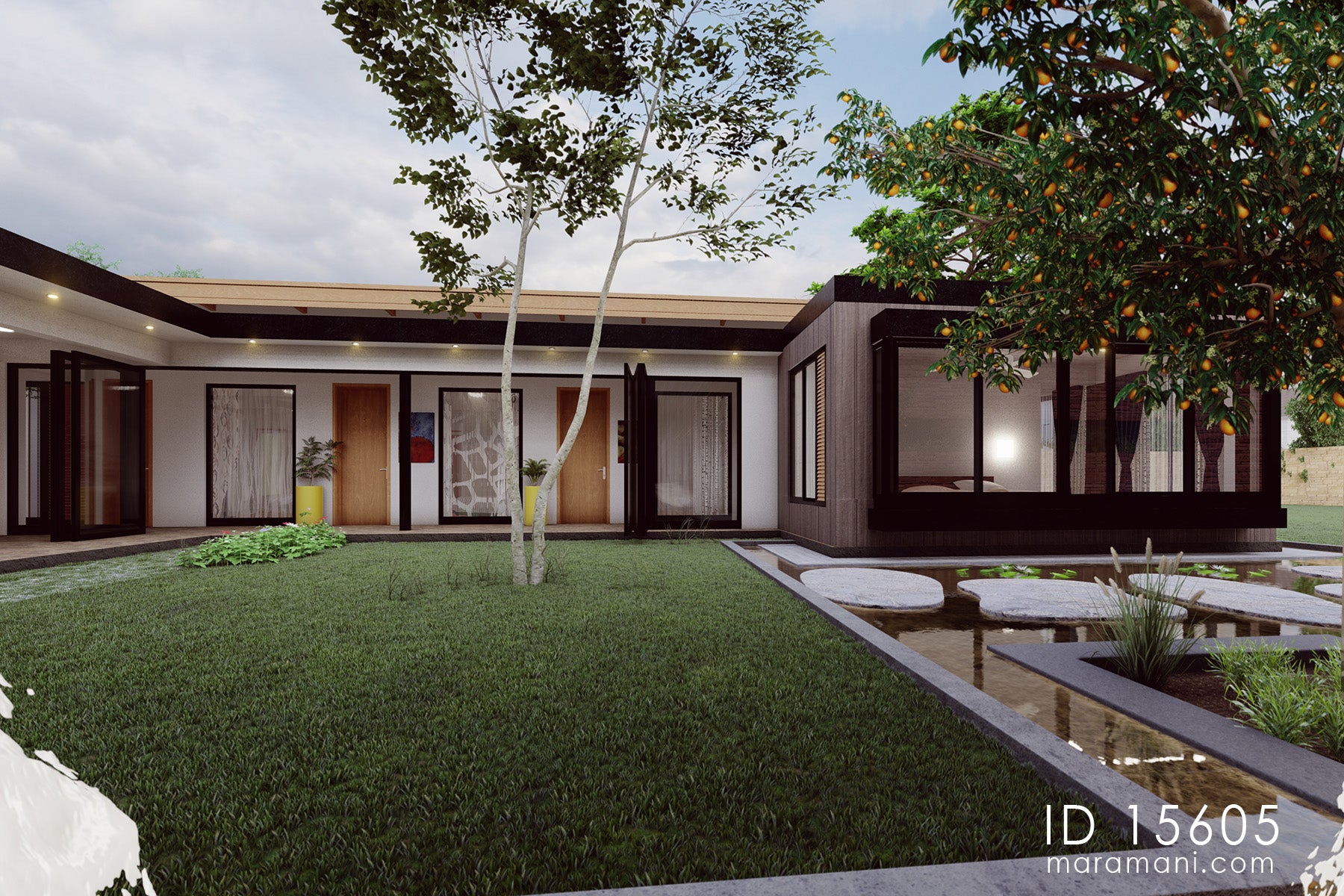 Contemporary Single Storey 5-Bedroom House Plan - ID 15605
