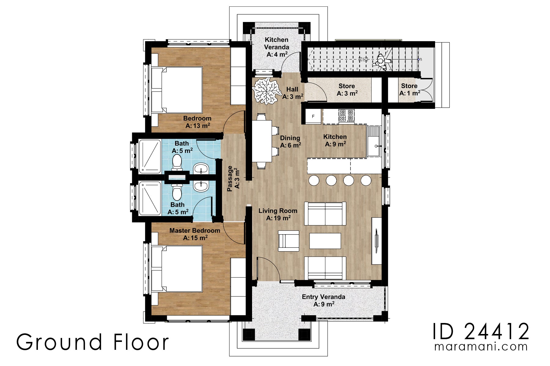 Duplex 2 bedroom apartment - ID 24412