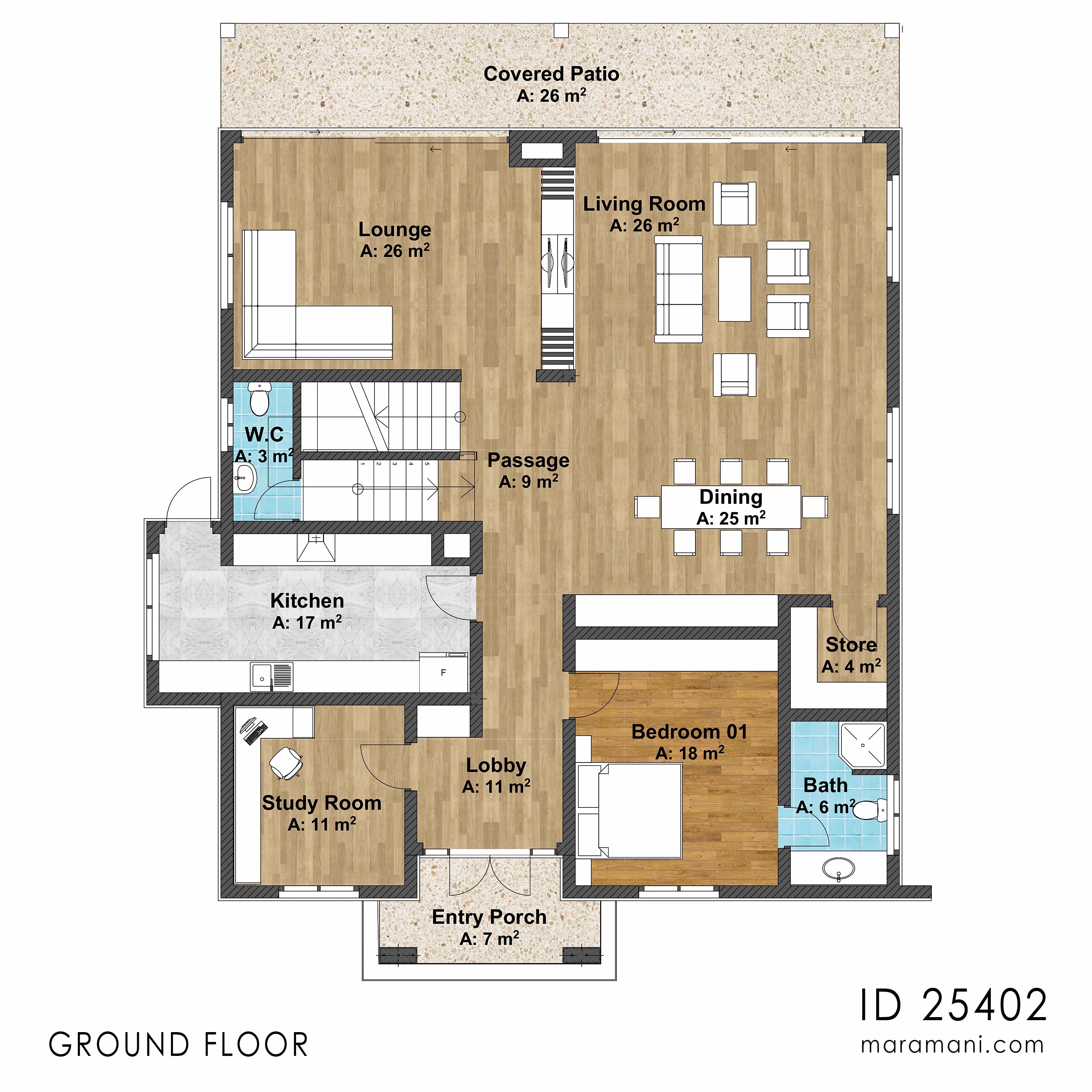 Contemporary 5 Bedroom House Plan - ID 25402