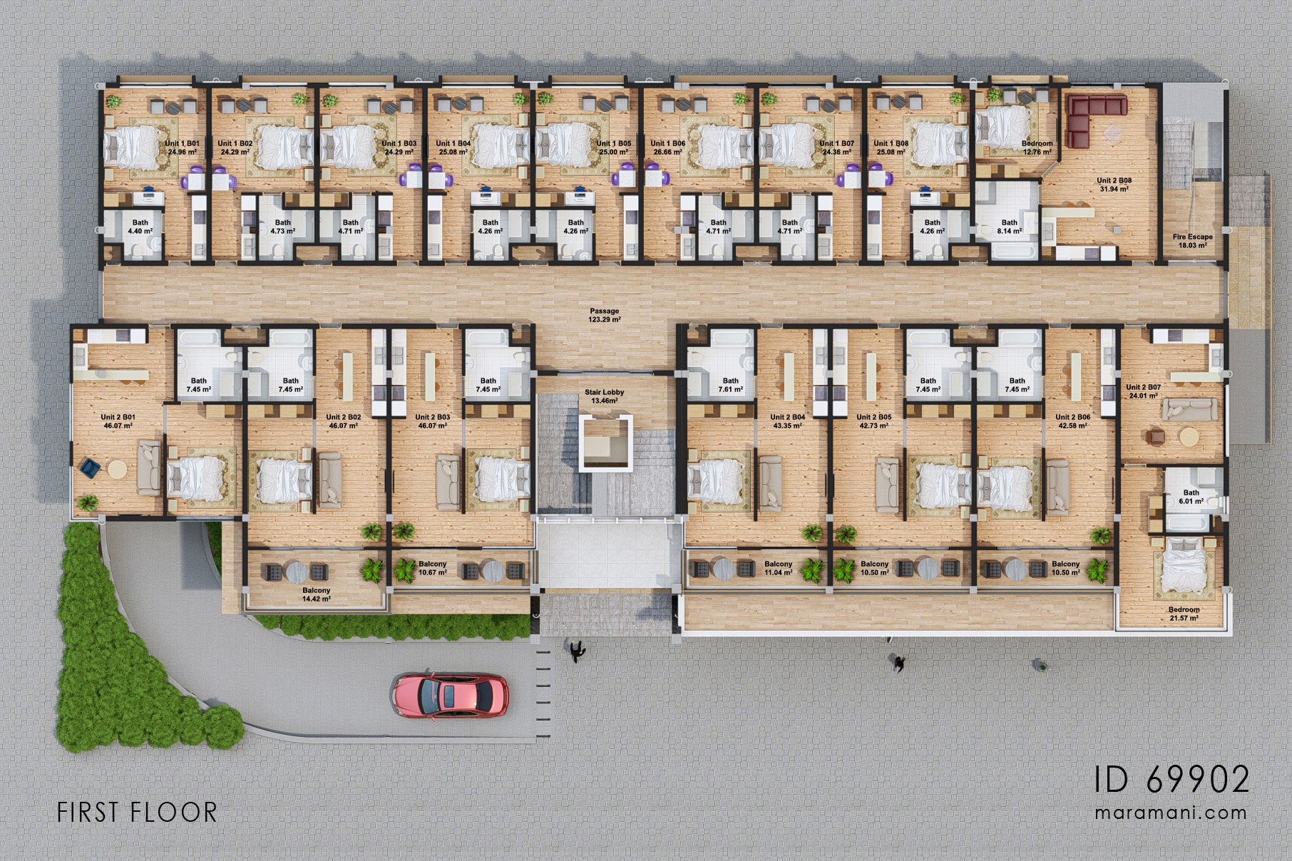 Modern Apartment building design - ID 69902