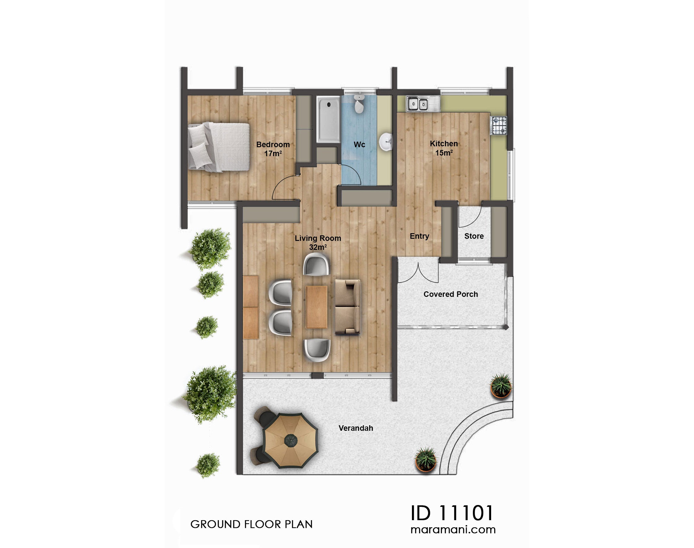1 Bedroom House Plan - ID 11101
