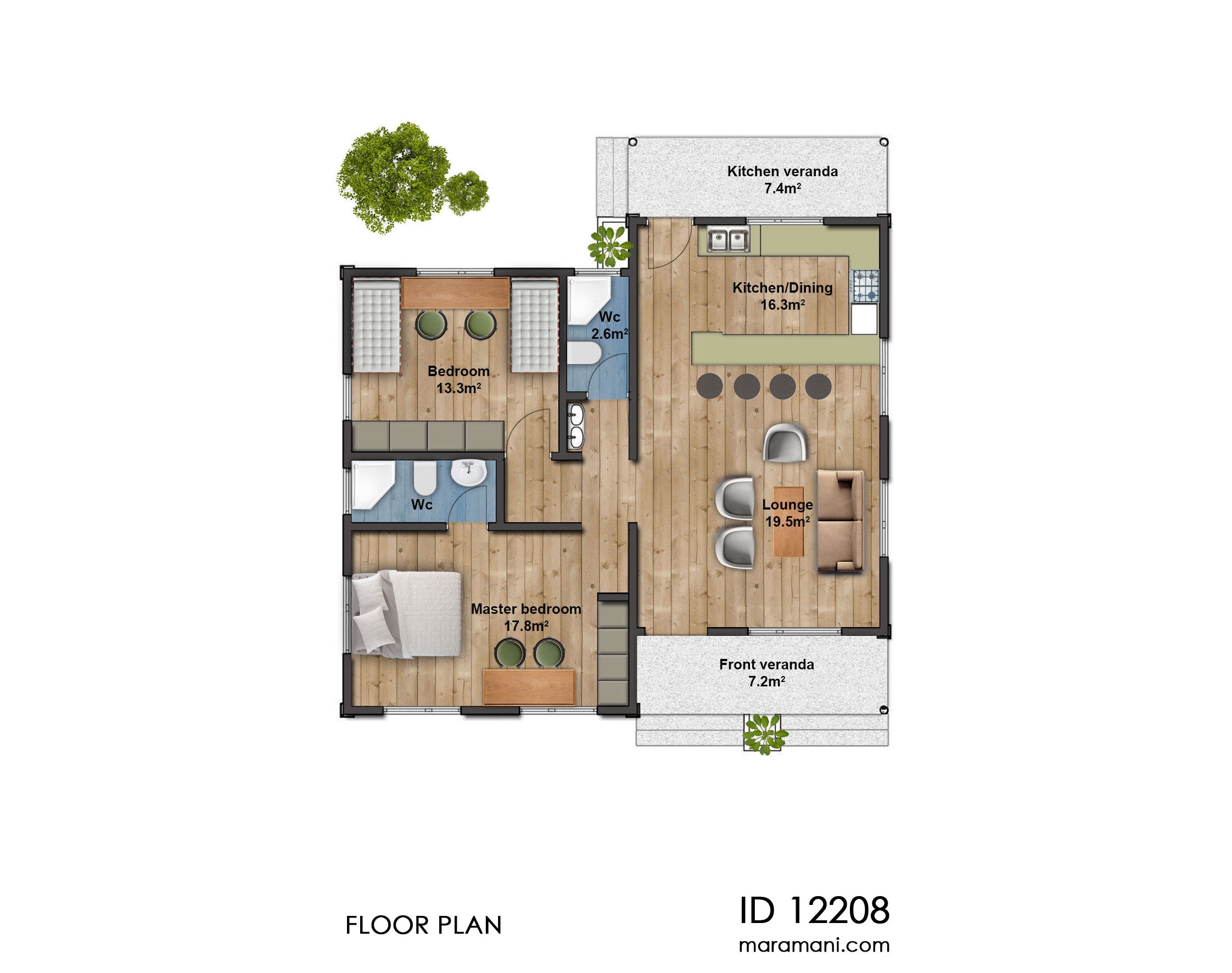 2 Bedroom House Plan - ID 12208