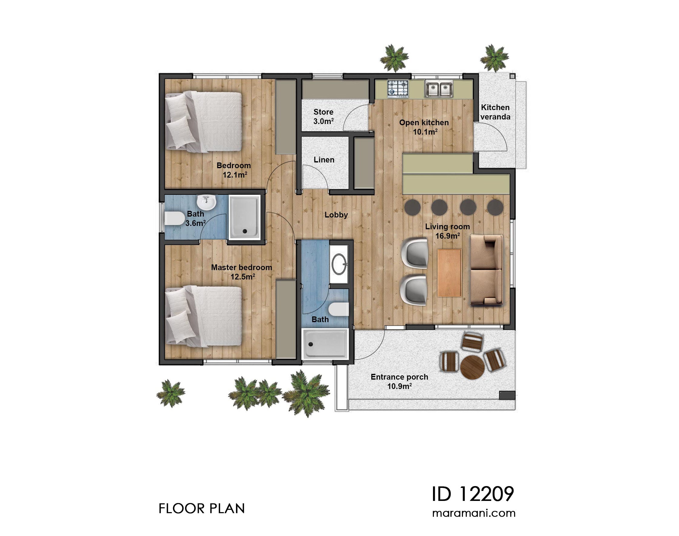 2 Bedroom House Plan - ID 12209