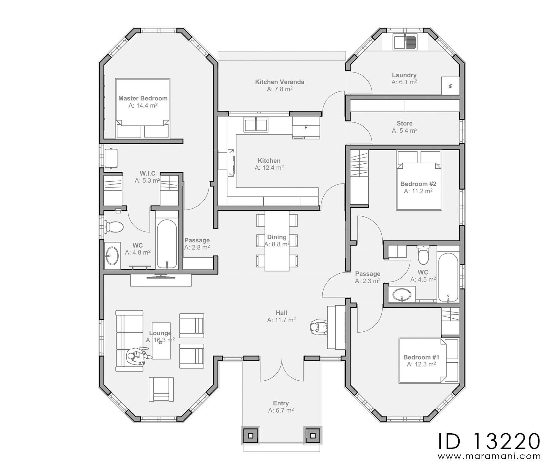 3 bedroom Mediterranean house - ID 13220