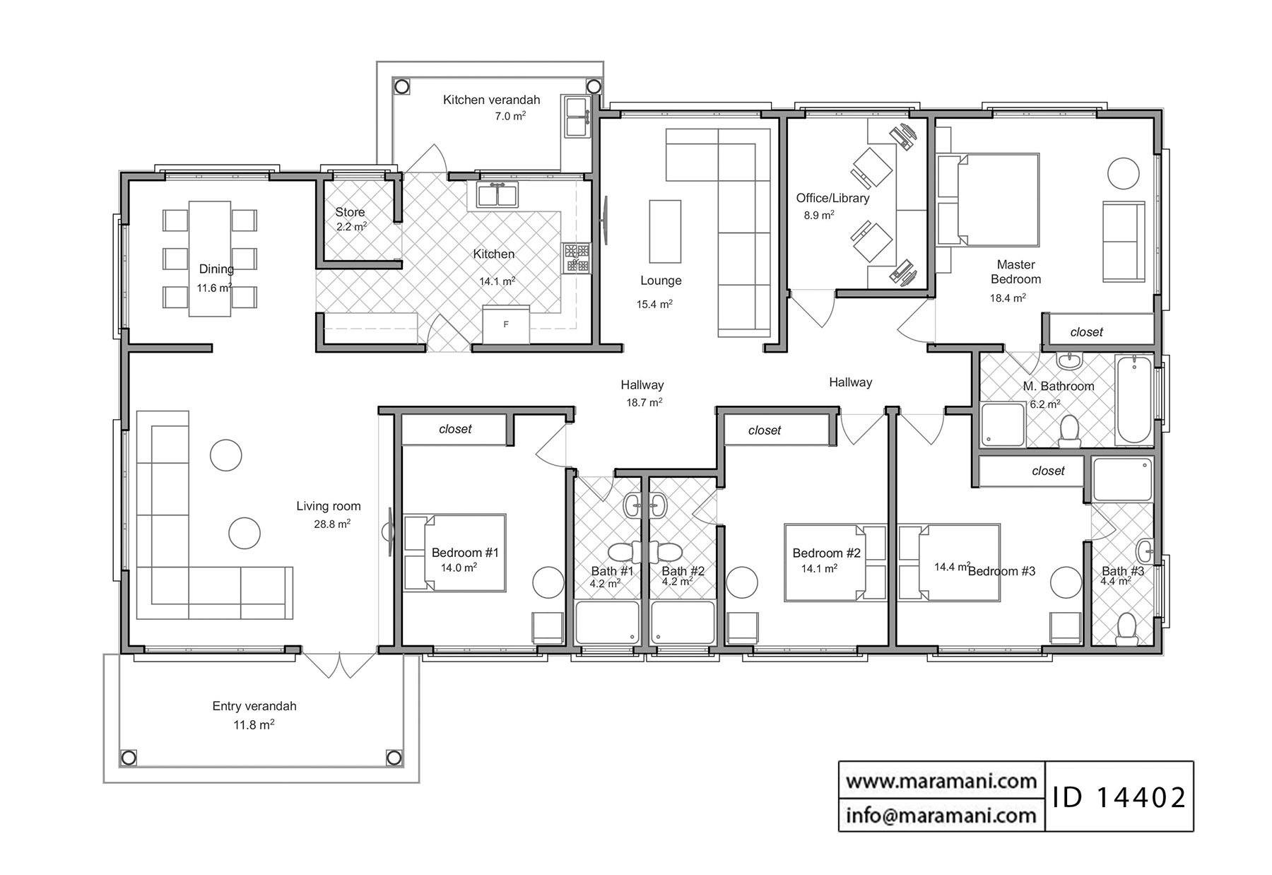 4 Bedroom house plan - ID 14402