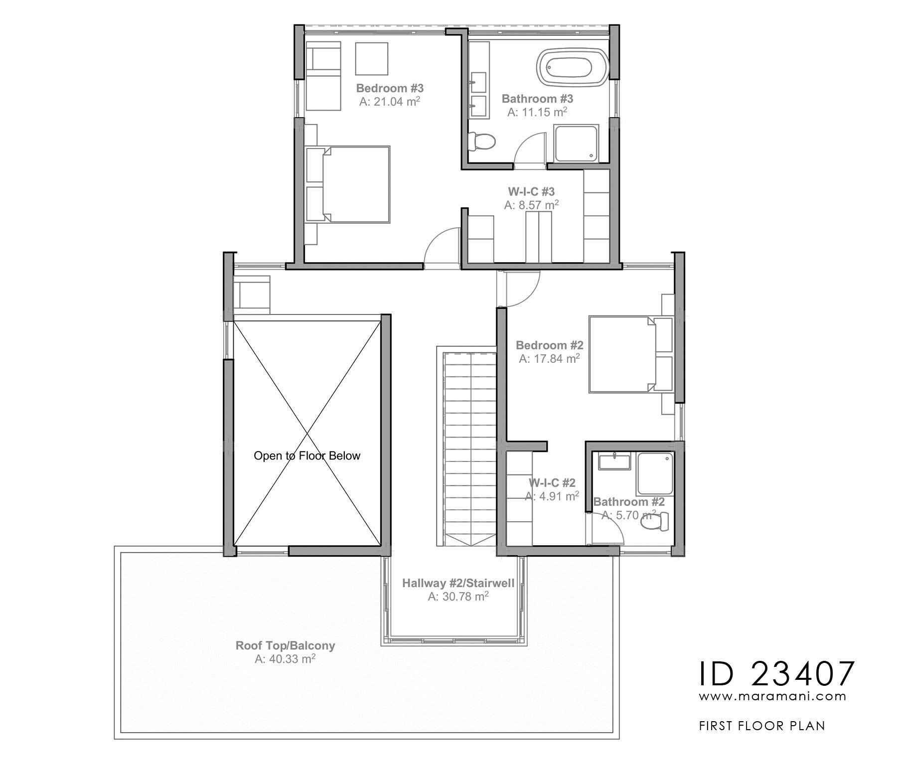 3 Bedroom Contemporary House Plan - ID 23407