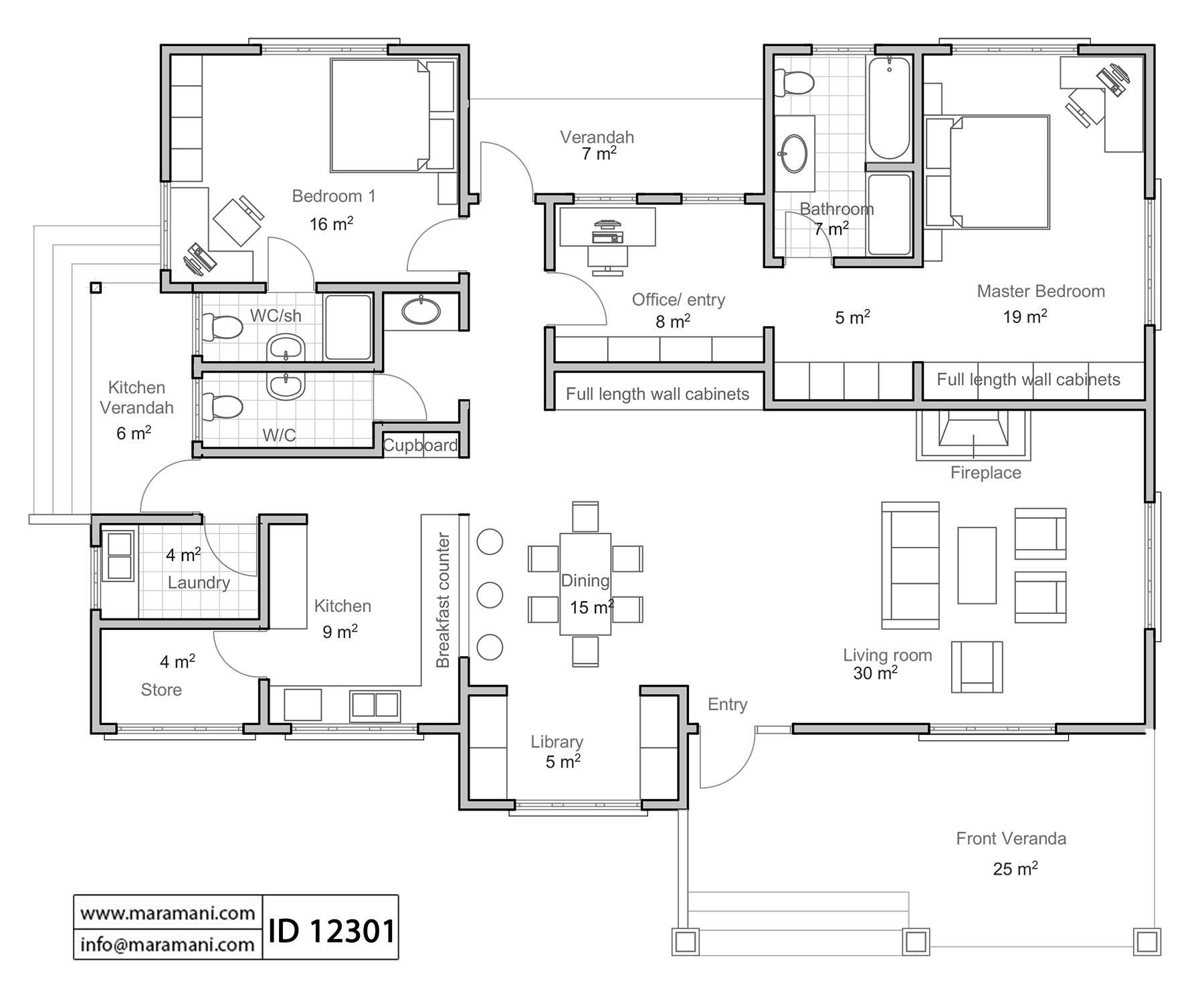 2 Bedroom House Plan - ID 12301