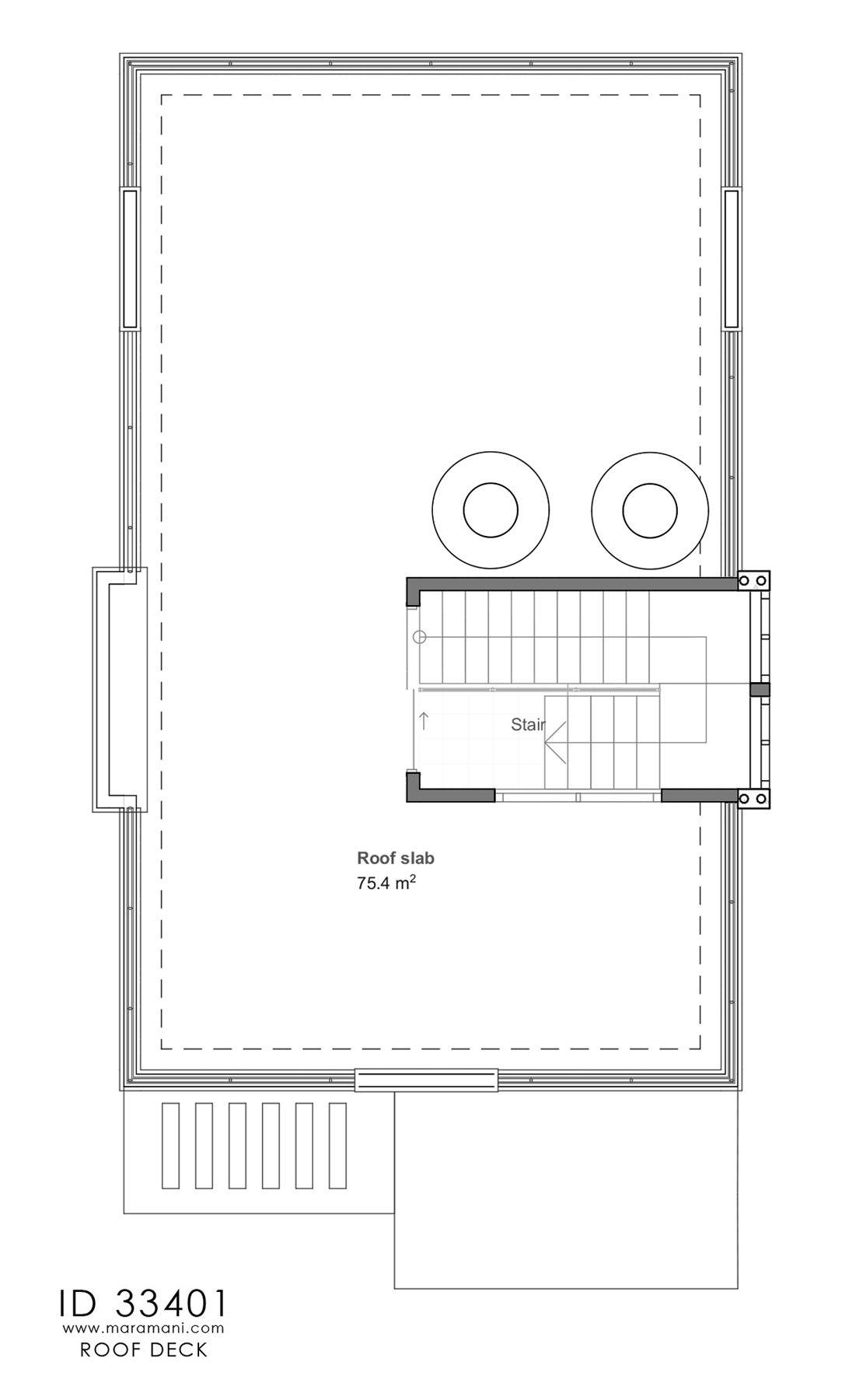 3 Bedroom House Plan with roof deck - ID 33401