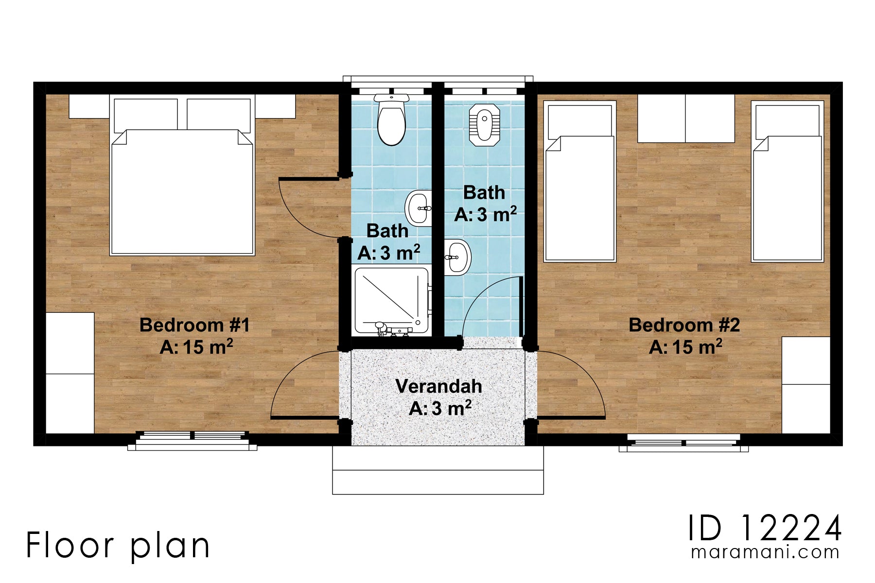 Small 2 Bedroom House Plan - ID 12224