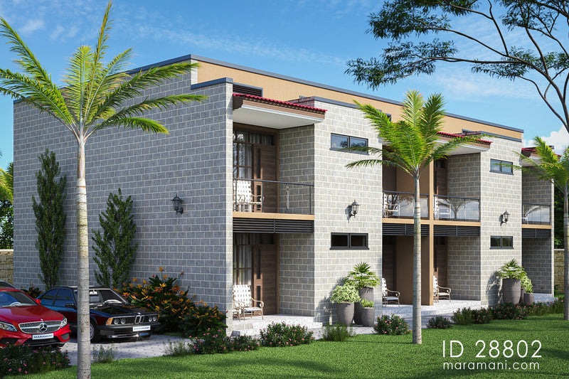 2 bedroom apartment building plan - ID 28802 - House plans by Maramani