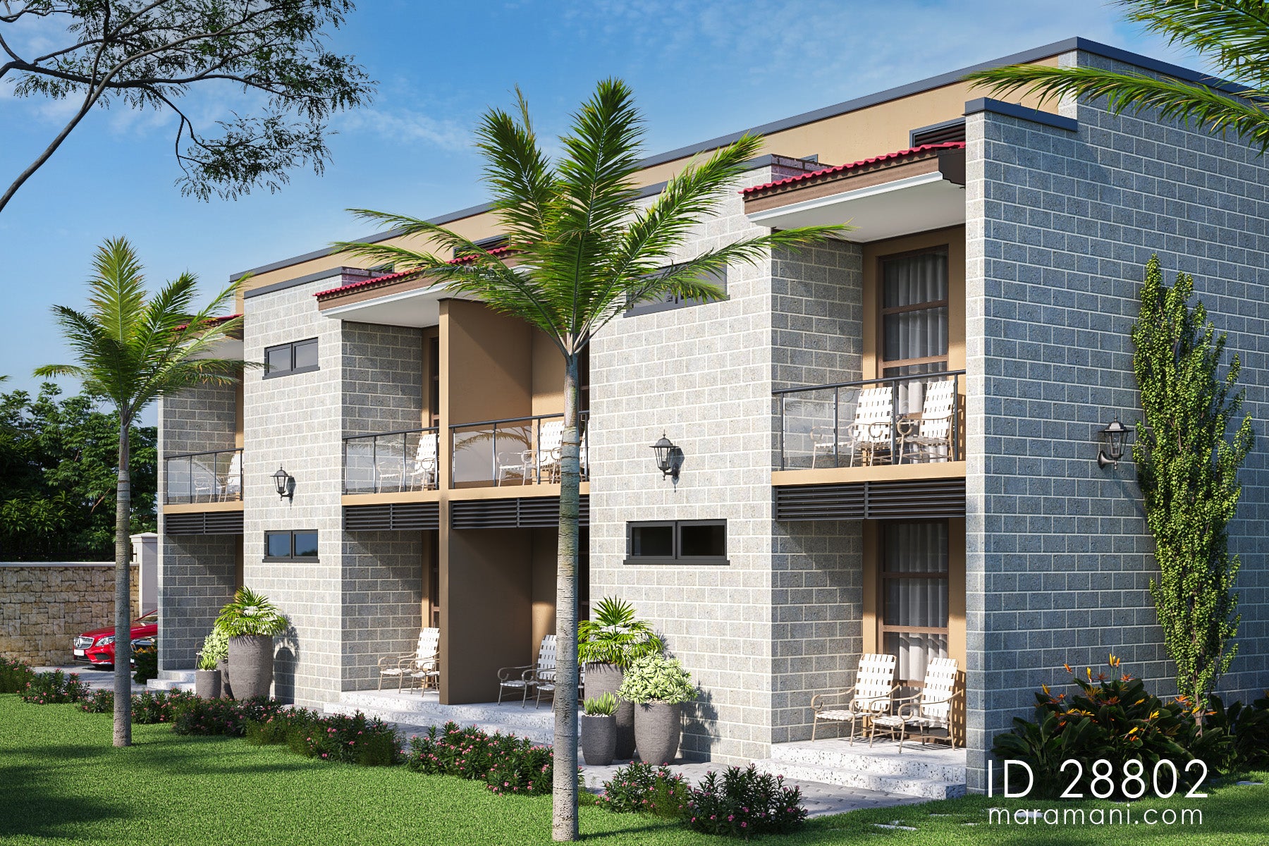 2 bedroom apartment building plan ID 28802 House plans by Maramani
