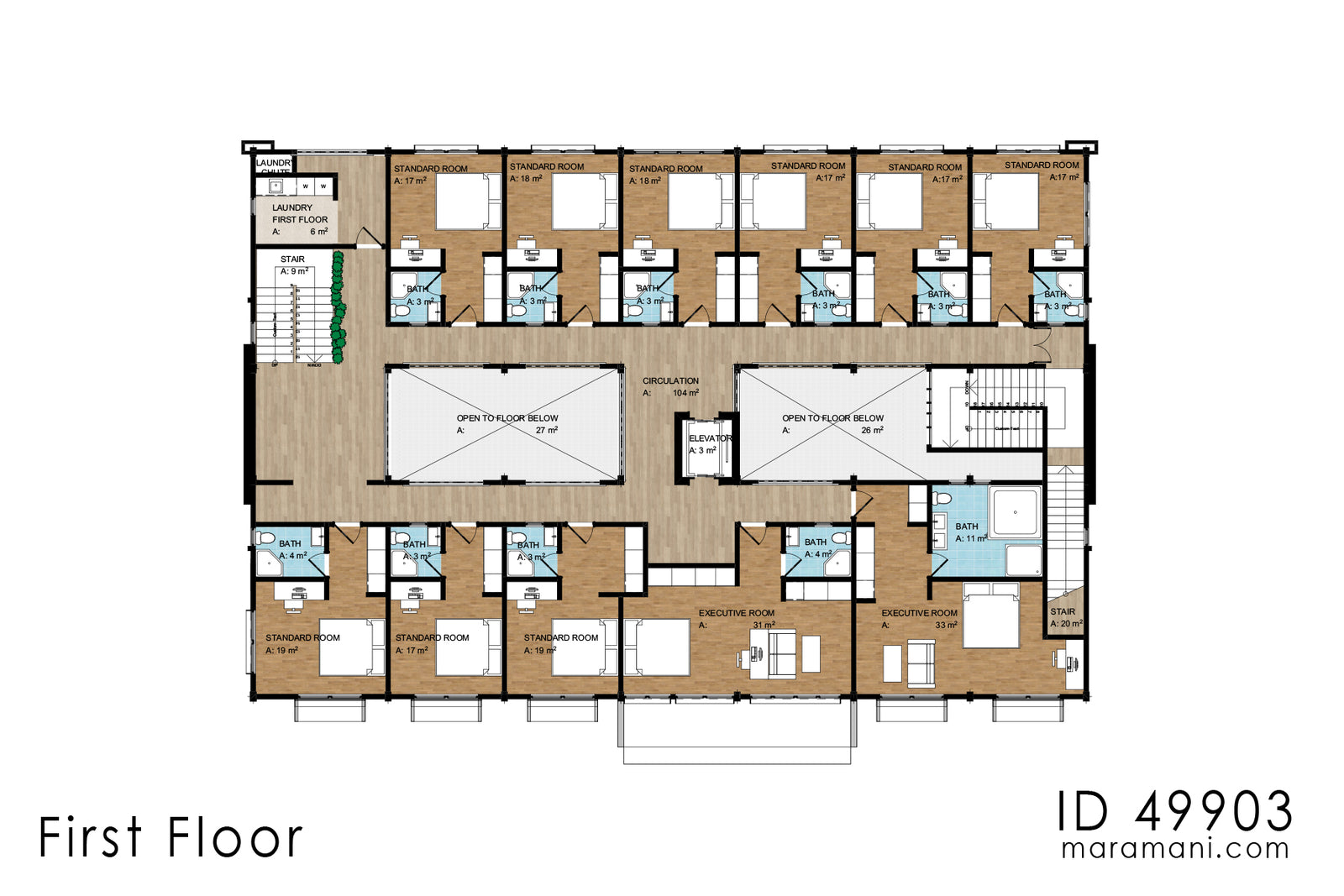 37 Room Hotel Design - ID 49903 - Plan by Maramani.com