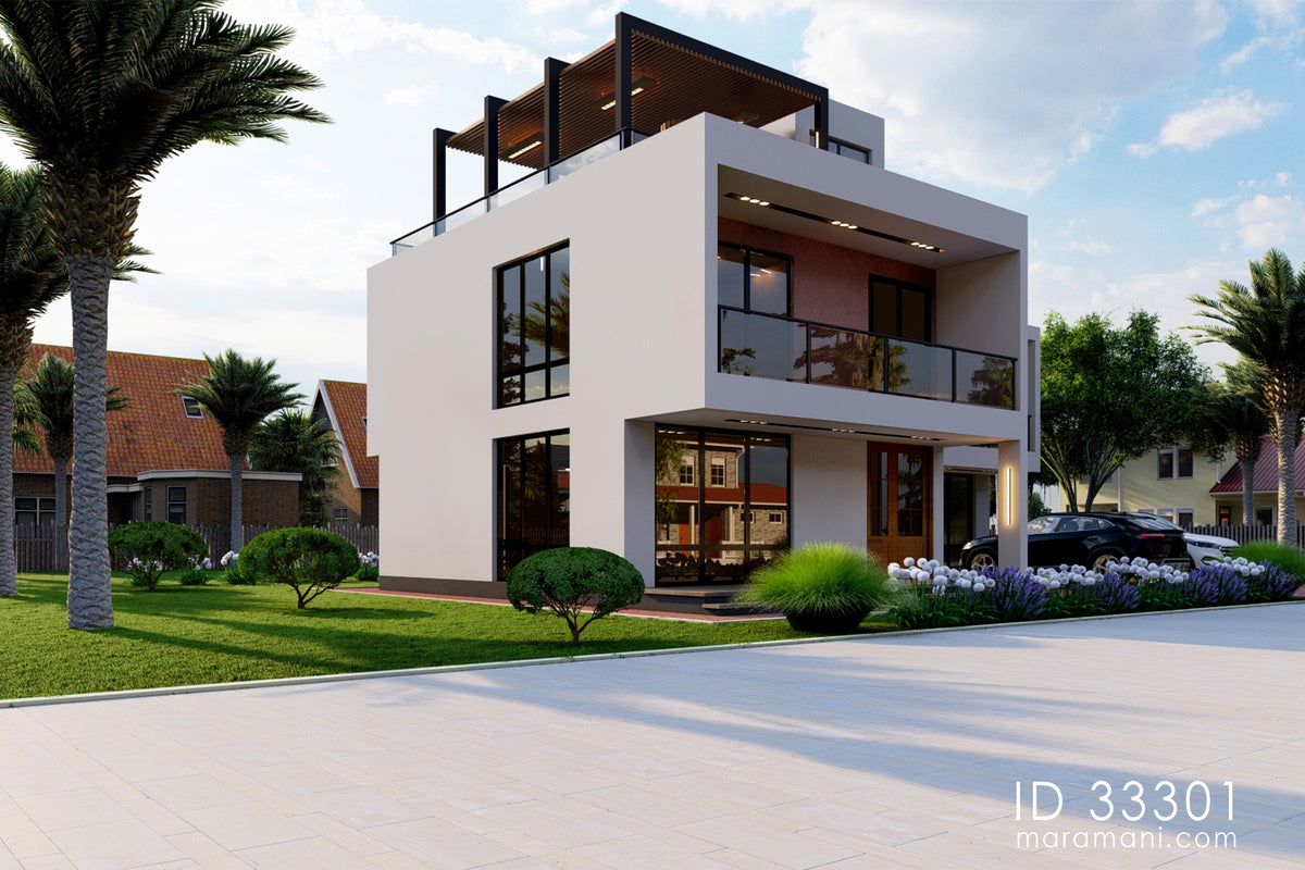 Terrace Sample 3 Bedroom House plan with roof terrace - ID 33301 - Design by Maramani