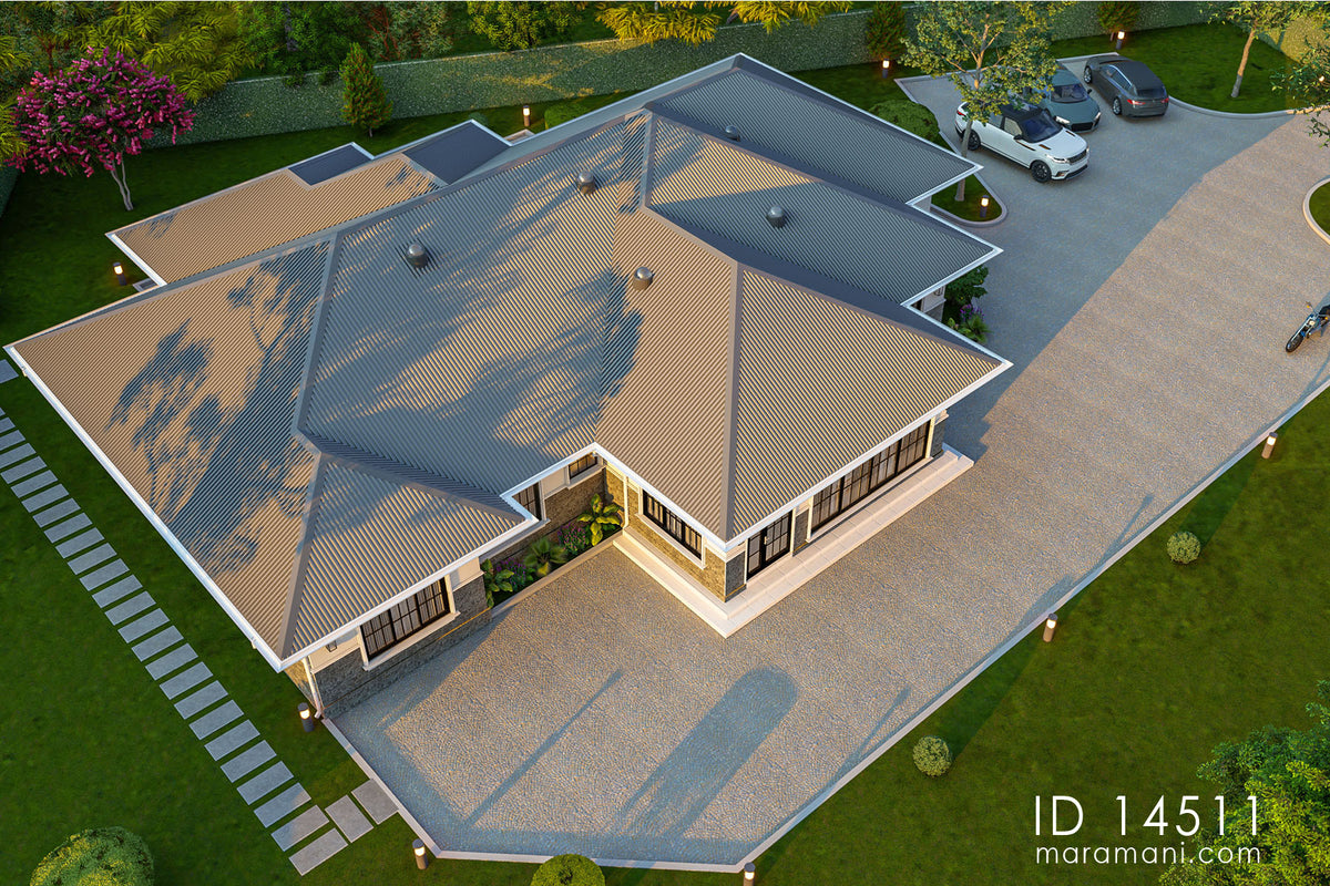 4-bedrooom modern bungalow house - ID 14511 - Plans by Maramani.com