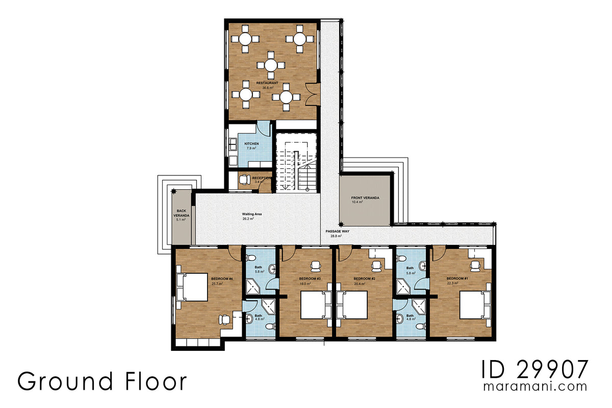 9 Bedroom Lodge Design - ID 29907 - Plans by Maramani.com