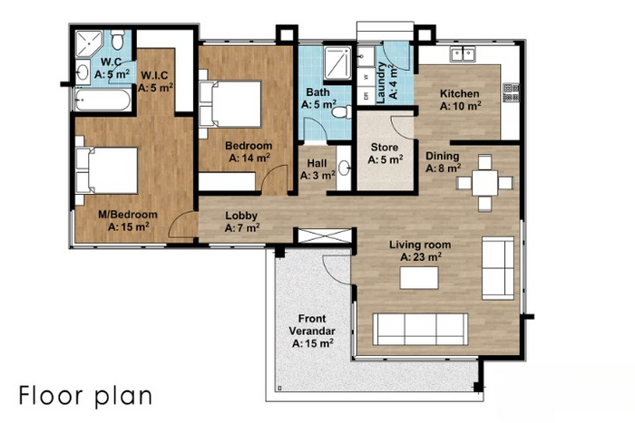 Contemporary 2 Bedroom House Plan - ID 12223 - Design by Maramani.com