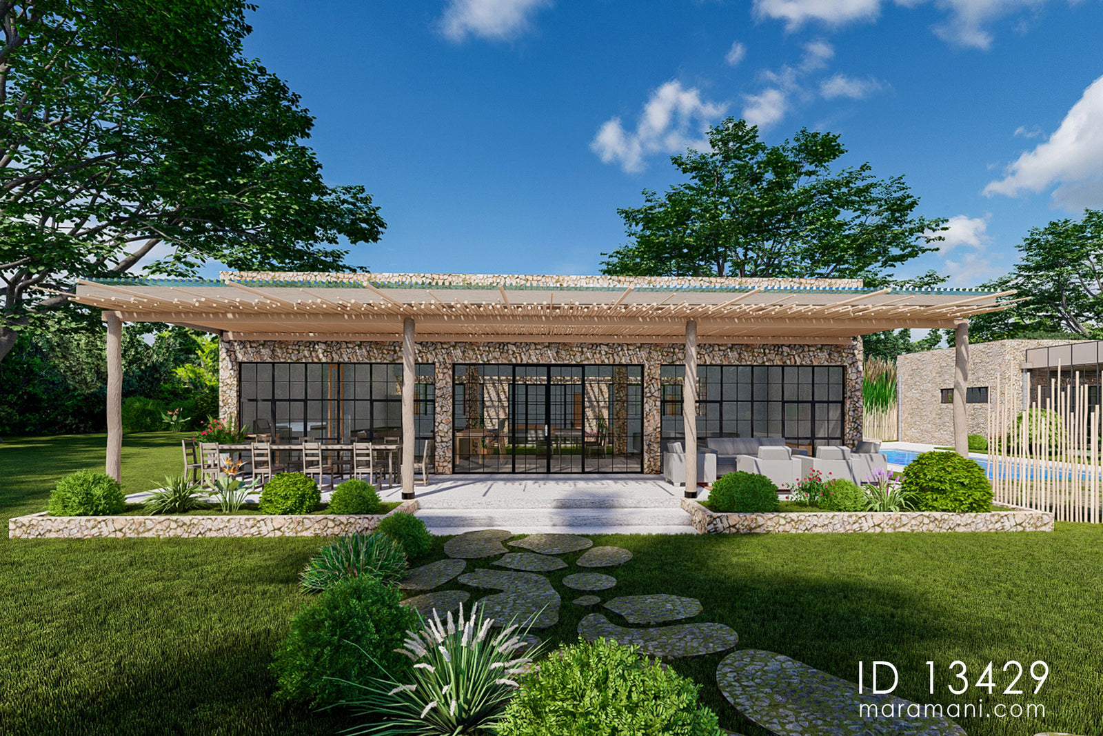 3-Bedroom Luxury Tropical Villa Plan - ID 13429