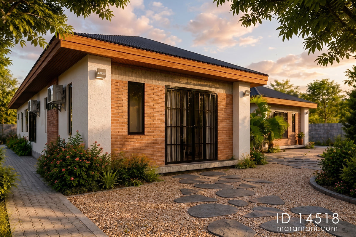 4-Bedroom H-Shaped Bungalow House Plan – ID 14518