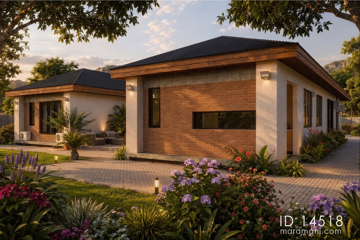4-Bedroom H-Shaped Bungalow House Plan – ID 14518