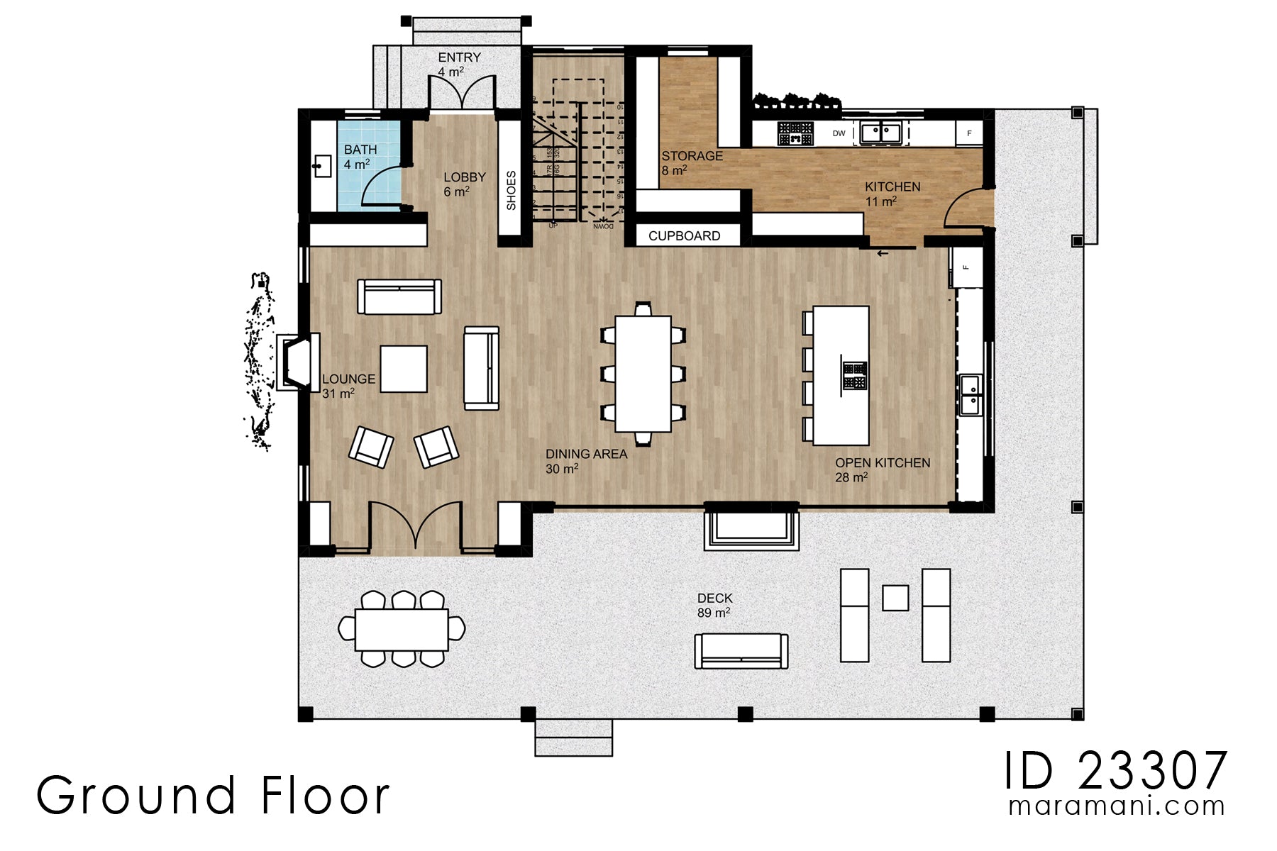 Stylish 3-Bedroom, 2-Story House Plan - ID 23307