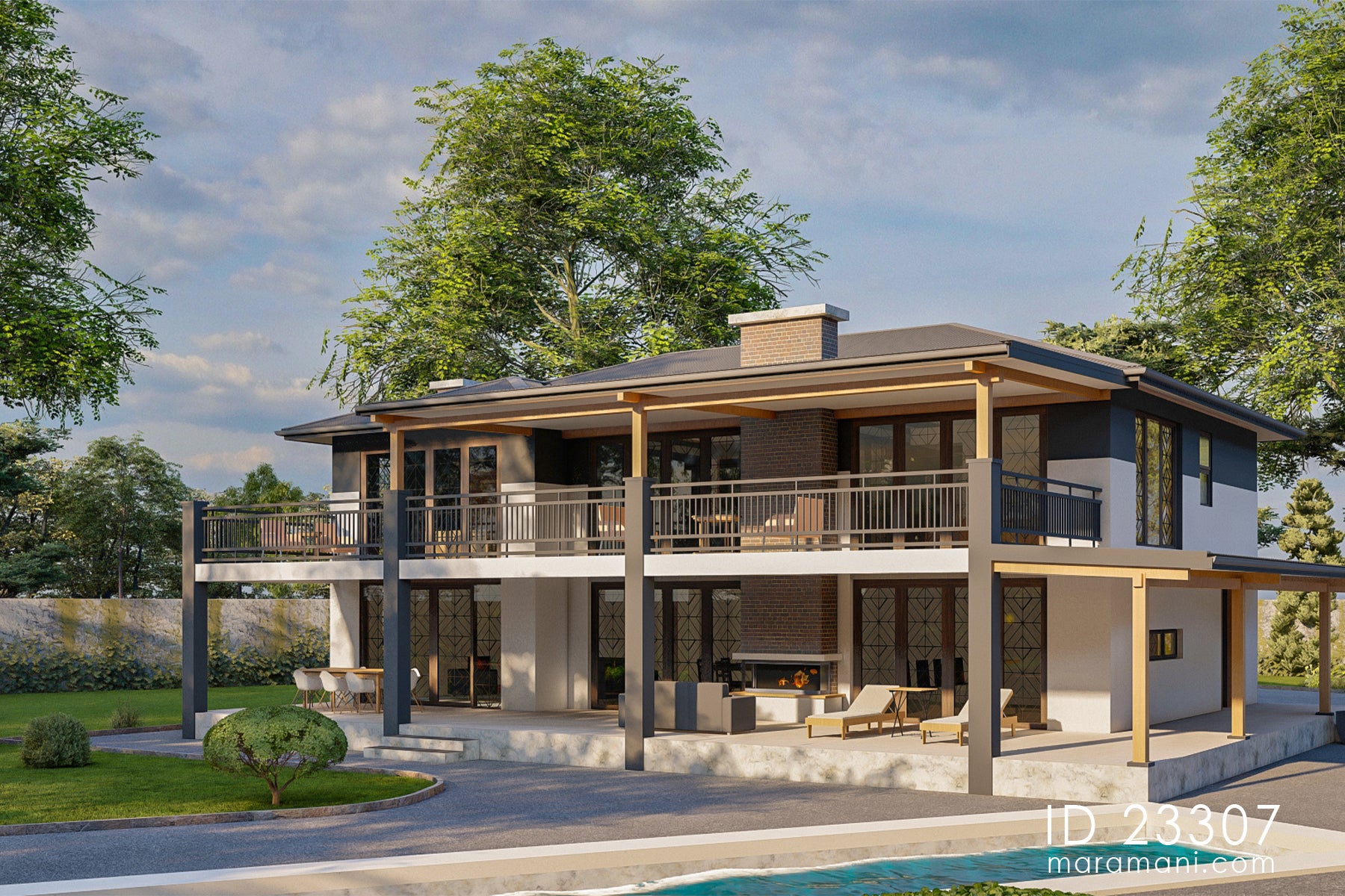 Stylish 3-Bedroom, 2-Story House Plan - ID 23307